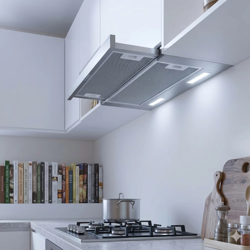 Coifa para apartamento tipo estúdio retrátil